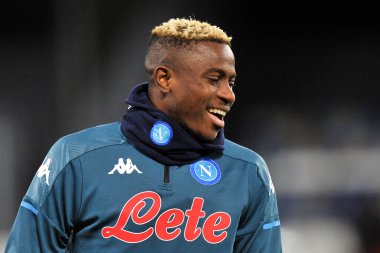 Napoli 'li Victor Osimhen, Napoli-Spezia maçının çeyrek final maçında 4-2' lik final maçını Napoli 'deki Diego Armando Maradona Stadyumu' nda oynadı. İtalya, 28 Ocak 2021