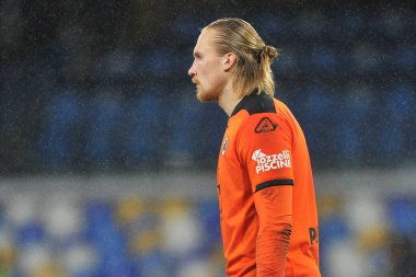 Titas Krapikas 'ın Spezia oyuncusu, Napoli-Spezia maçının çeyrek final maçında Napoli-4-2, Napoli' deki Diego Armando Maradona Stadyumu 'nda oynandı. İtalya, 28 Ocak 2021. 