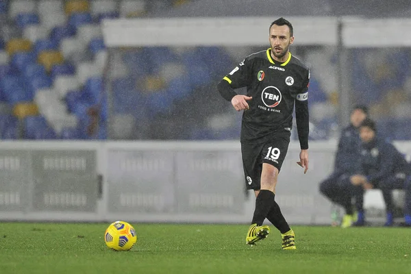 Spezia Takımından Emmanuel Gyasi Napoli Spezia Maçının Çeyrek Final Maçında — Stok fotoğraf