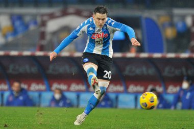 Napoli 'li Piotr Zienlinski, Napoli' deki Diego Armando Maradona Stadyumu 'nda oynanan Napoli ile Torino 1-1 arasındaki İtalya Serie A futbol şampiyonası maçında oynadı. İtalya, 23 Aralık 2020. 