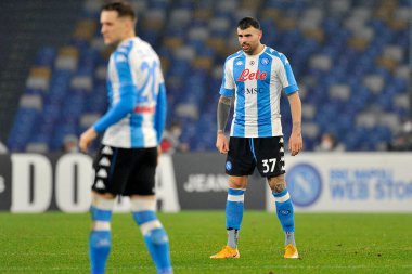 Napoli 'li Andrea Petagna, Napoli ile Torino 1-1 arasındaki İtalyan Serie A futbol şampiyonası maçında, Napoli' deki Diego Armando Maradona Stadyumu 'nda oynandı. İtalya, 23 Aralık 2020. 