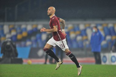 Torino 'lu Simone Zaza, Napoli ile Torino 1-1 arasındaki İtalyan Serie A futbol şampiyonası maçında, Napoli' deki Diego Armando Maradona Stadyumu 'nda oynandı. İtalya, 23 Aralık 2020.