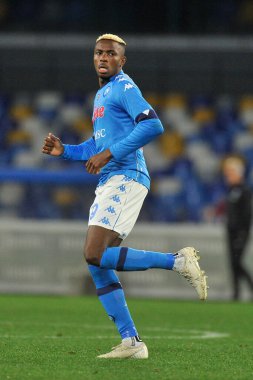 Napoli 'li Victor Osimhen, Napoli ile Atalanta arasındaki İtalya Kupası yarı final maçında Diego Armando Maradona Stadyumu' nda oynanan maçın sonucu 0-0 oldu. İtalya, 3 Şubat 2021. 