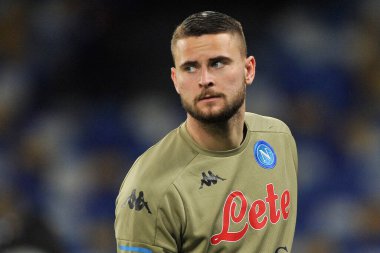 Napoli 'den Nikita Contini oyuncusu, Napoli ile Atalanta arasındaki İtalya Kupası yarı final maçında Diego Armando Maradona Stadyumu' nda oynanan maçın sonucu 0-0 oldu. İtalya, 3 Şubat 2021. 