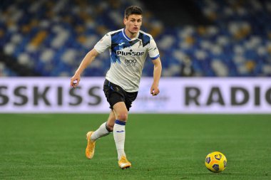Atalanta 'nın Joakim Maehle oyuncusu, İtalya Kupası' nın Napoli ile Atalanta arasındaki yarı final maçında Diego Armando Maradona Stadyumu 'nda oynanan maçın sonucu 0-0 oldu. İtalya, 3 Şubat 2021. 