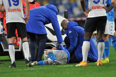 Napoli 'den Diego Demme, Napoli ile Atalanta arasında oynanan İtalya Kupası yarı final maçında Diego Armando Maradona Stadyumu' nda oynanan maçın sonucu 0-0 oldu. İtalya, 3 Şubat 2021. 