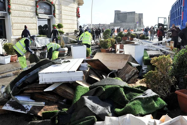 Der Sehr Starke Sturm Der Die Strandpromenade Von Neapel Traf — Stockfoto