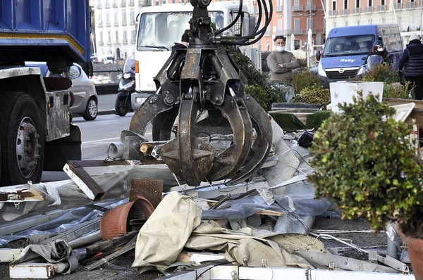 Der Sehr Starke Sturm Der Die Strandpromenade Von Neapel Traf — Stockfoto