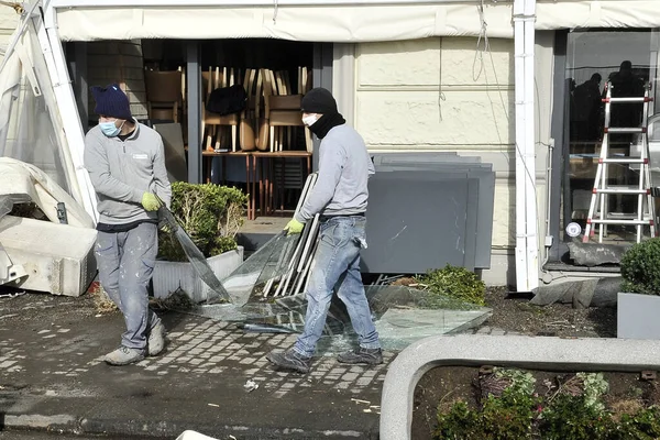 Der Sehr Starke Sturm Der Die Strandpromenade Von Neapel Traf — Stockfoto