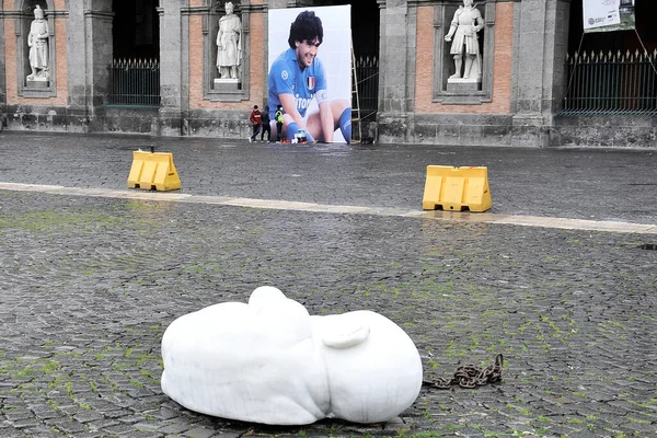 Gigantisches Foto Von Diego Armando Maradano Auf Der Piazza Plebiscito — Stockfoto