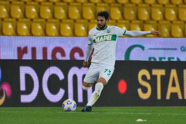 Sassuolo 'lu Manuel Locatelli, Benevento-Sassuolo final maçı ile Benevento-Sassuolo maçı arasında oynanan İtalya Ligi Serie A maçında, Benevento' daki Ciro Vigorito Stadyumu 'nda oynandı. İtalya, 12 Nisan 2021. 