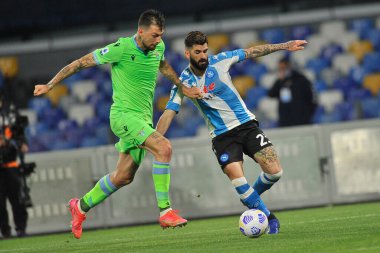 Napoli 'nin Elseid Hysaj oyuncusu, Napoli ile Lazio arasındaki İtalya Lig SerieA maçında Diego Armando Maradona Stadyumu' nda oynanan maç 5-2 berabere sonuçlandı. İtalya, 22 Nisan 2021. 