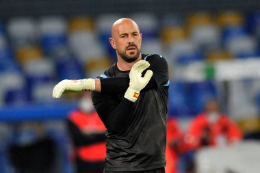 Lazio 'dan Pepe Reina, Napoli - Lazio final maçı sırasında Diego Armando Maradona Stadyumu' nda oynandı. İtalya, 22 Nisan 2021. 