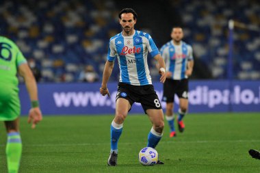 Napoli 'nin Fabian Ruiz oyuncusu, Napoli - Lazio final maçı arasında oynanan İtalya Ligi SerieA maçında Diego Armando Maradona Stadyumu' nda oynandı. İtalya, 22 Nisan 2021. 