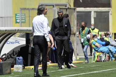 Udinese 'nin Luca Gotti teknik direktörü, Benevento - Udinese final maçı arasında oynanan İtalya Ligi Serie A maçında Benevento, Benevento' daki Ciro Vigorito Stadyumu 'nda oynandı. Benvento, İtalya, 25 Nisan 2021.
