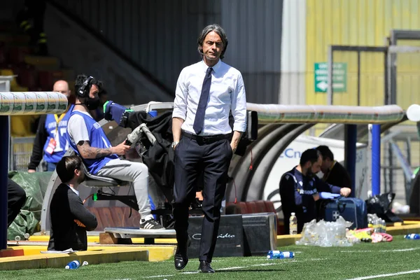 Filippo Inzaghi Entrenador Benevento Durante Partido Liga Italiana Fútbol Serie — Foto de Stock