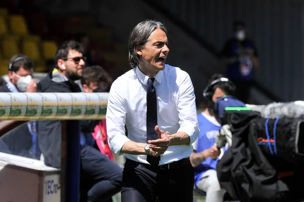 Filippo Inzaghi Entrenador Benevento Durante Partido Liga Italiana Fútbol Serie — Foto de Stock