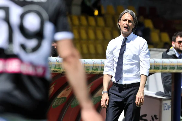 Filippo Inzaghi Entrenador Benevento Durante Partido Liga Italiana Fútbol Serie — Foto de Stock