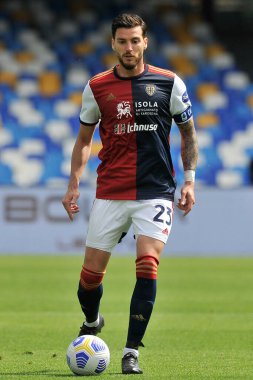 Cagliari 'li Luca Ceppitelli, Napoli ile Cagliari arasında oynanan İtalya Serie A ligi final maçı sırasında 1-1, Diago Armando Maradona Stadyumu' nda oynandı. Napoli, İtalya, 02 Mayıs 2021. 