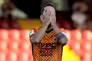Benevento 'dan Marco Sau, İtalya Kupası maçında Rta Benevento - Spal final maçında 2-1, Benevento' daki Ciro Vigorito Stadyumu 'nda oynandı..