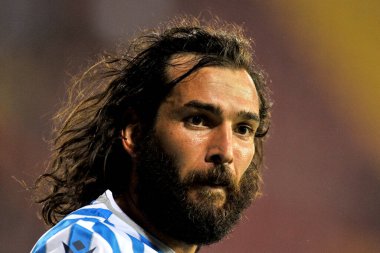 Luca Mora Spal oyuncusu, İtalya Kupası maçında Rta Benevento - Spal final maçı 2-1, Benevento 'daki Ciro Vigorito Stadyumu' nda oynandı..