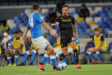 Venezia 'nın Francesco Di Mariano oyuncusu, Napoli ile Venezia arasında oynanan İtalya SerieA şampiyonası maçında 2-0, Diego Armando Maradona Stadyumu' nda oynandı..
