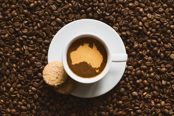Nature morte - café avec la carte de Australie — Photo