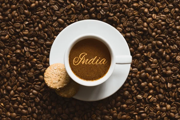 Натюрморт - кава з текстом Індії — стокове фото