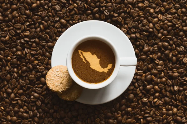 Nature morte - café avec la carte de Mexique — Photo