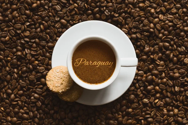 Stillleben - Kaffee mit Text Paraguay — Stockfoto