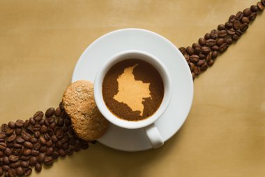 Natürmort - Kolombiya Haritası ile kahve