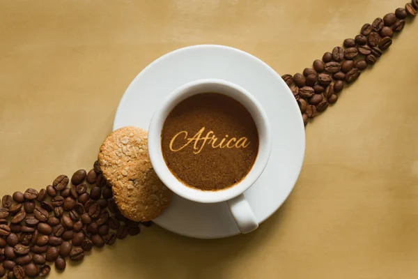 Martwa natura - kawa z tekstem Afryki — Zdjęcie stockowe
