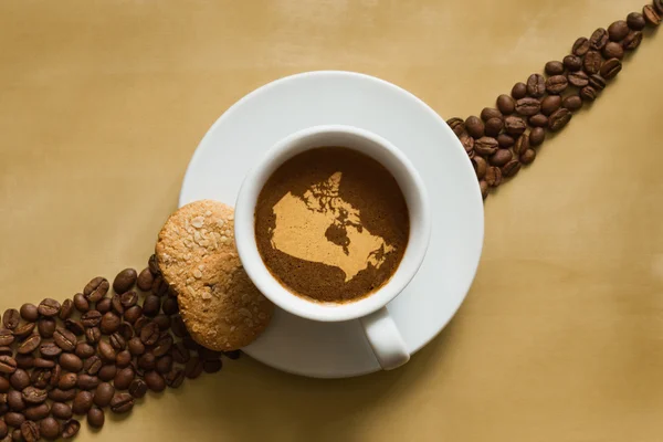 정-캐나다의 지도와 커피 — 스톡 사진