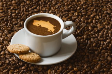 Natürmort - Kosta Rika Haritası ile kahve