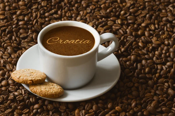 Stillleben - Kaffee mit Text Kroatien — Stockfoto