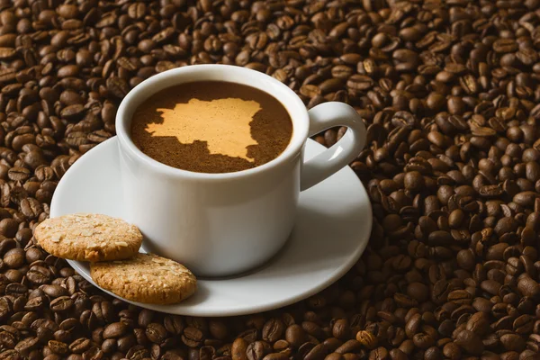 Zátiší - káva s mapou Konžské demokratické republiky — Stock fotografie