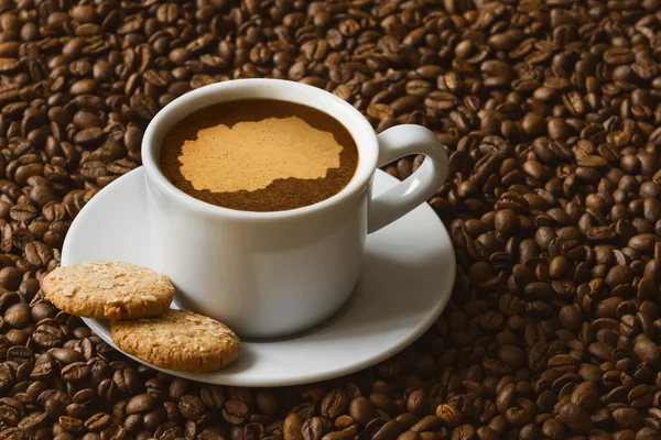 Still life - kaffe med karta över Makedonien — Stockfoto