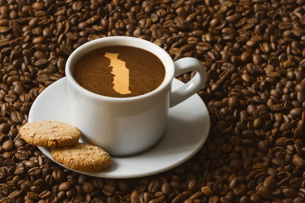 Still life - kaffe med karta över Togo — Stockfoto