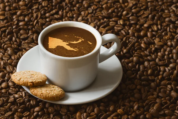 Zátiší - káva s mapu Papua-Nová Guinea — Stock fotografie