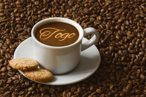 Still life - kaffe med text Togo — Stockfoto