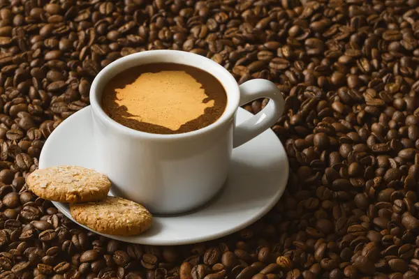 Stillleben - Kaffee mit Karte von Sierra Leone — Stockfoto