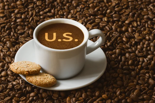 Fremdeles liv - kaffe med tekst U.S . – stockfoto