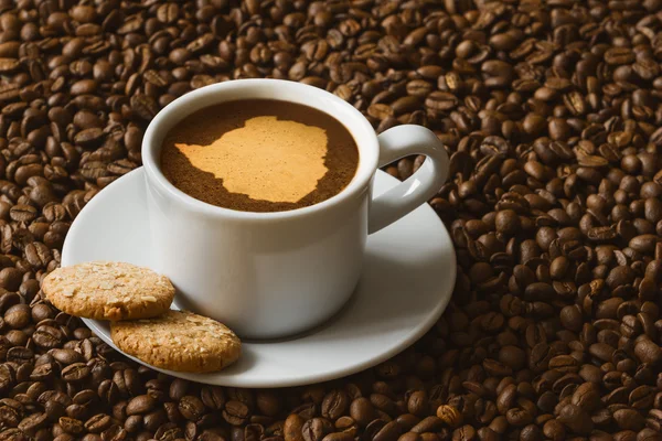 Still life - kaffe med karta över Zimbabwe — Stockfoto