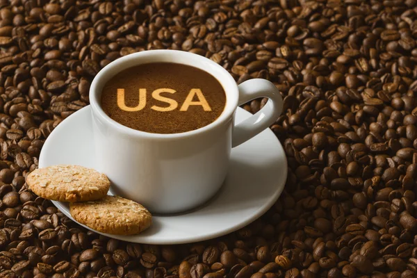 Натюрморт - кава з текстом США — стокове фото