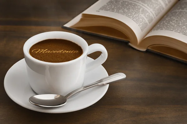 Stillleben - Kaffee mit Text Mazedonien — Stockfoto