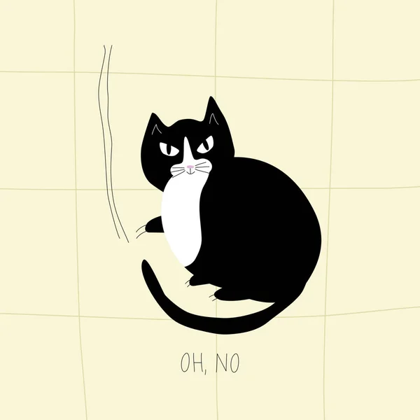 Chat Colère Noire Gratter Papier Peint Chat Grincheux Avec Griffes — Image vectorielle