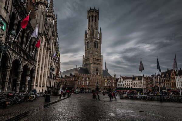 Old town square in Brugges Belgium