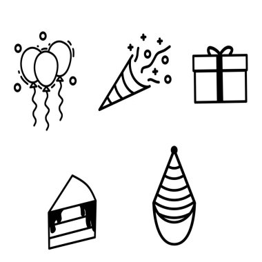 Bir parti ekipmanının çizim vektör grafiği. İnce çizgi simgesi. Tasarım şablonları, sunum kapakları, tasarım kapakları vs. için mükemmel.