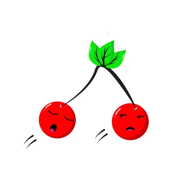 Illustration Vector Graphic Cherry Sleeping Cherry Pissed Look Cute Good — Wektor stockowy