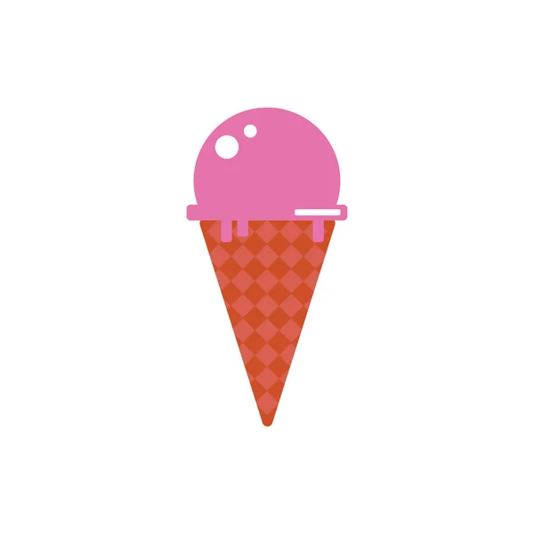 Illustration Vector Graphic Melted Pink Ice Cream Cone Fit Ice — Stock Vector
